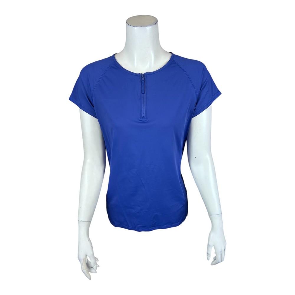 zuda Women's UPF50 Short Sleeve Swim Shirt Solid Ultramarine Medium Size